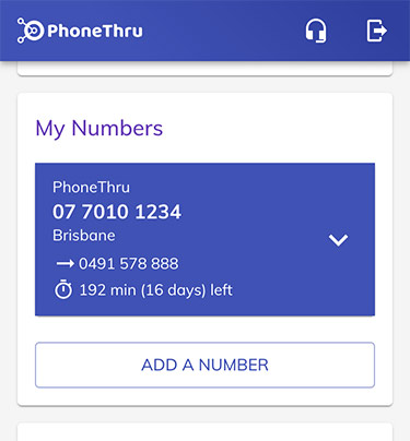 screenshot of the My Numbers panel